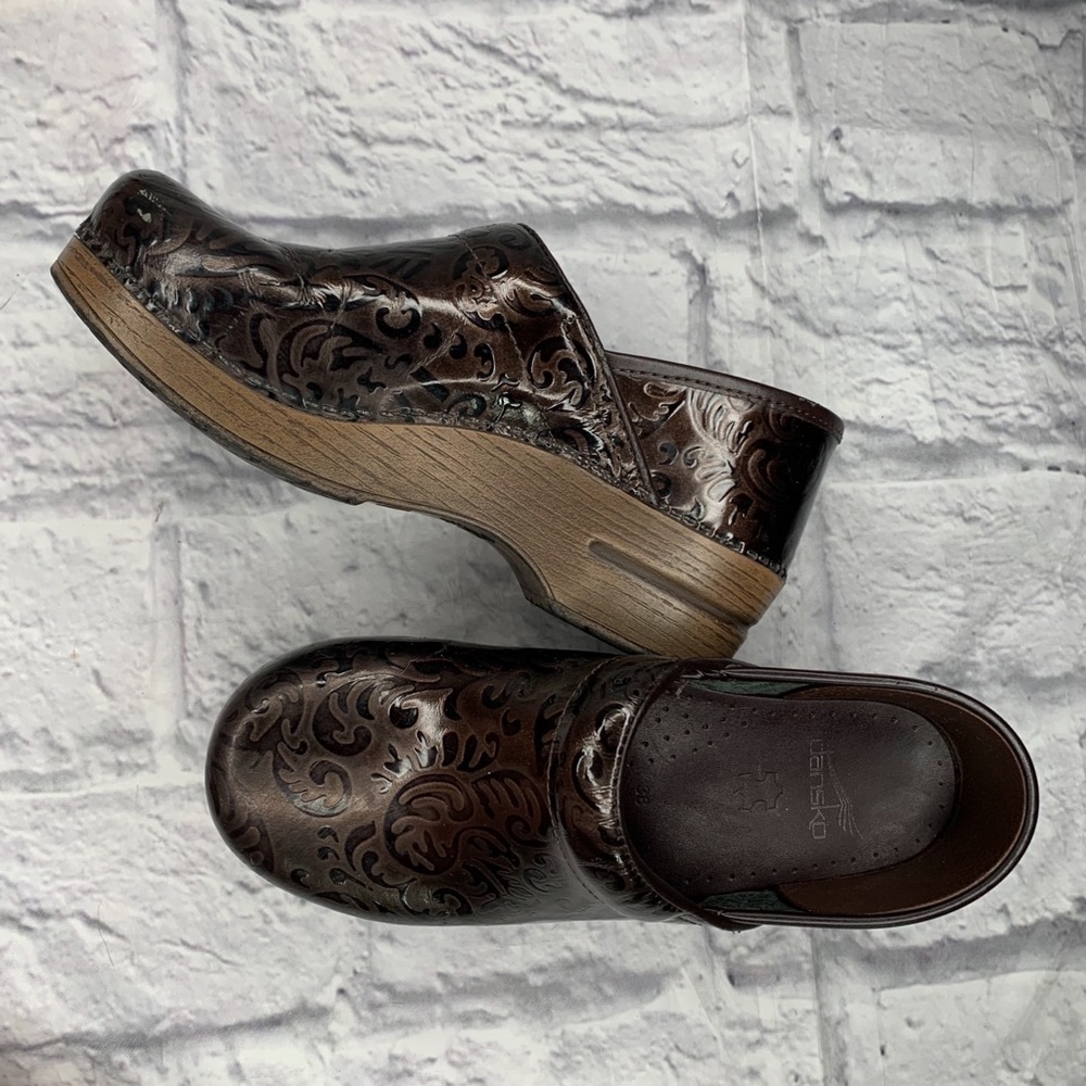 Dansko Brown and Black Clogs